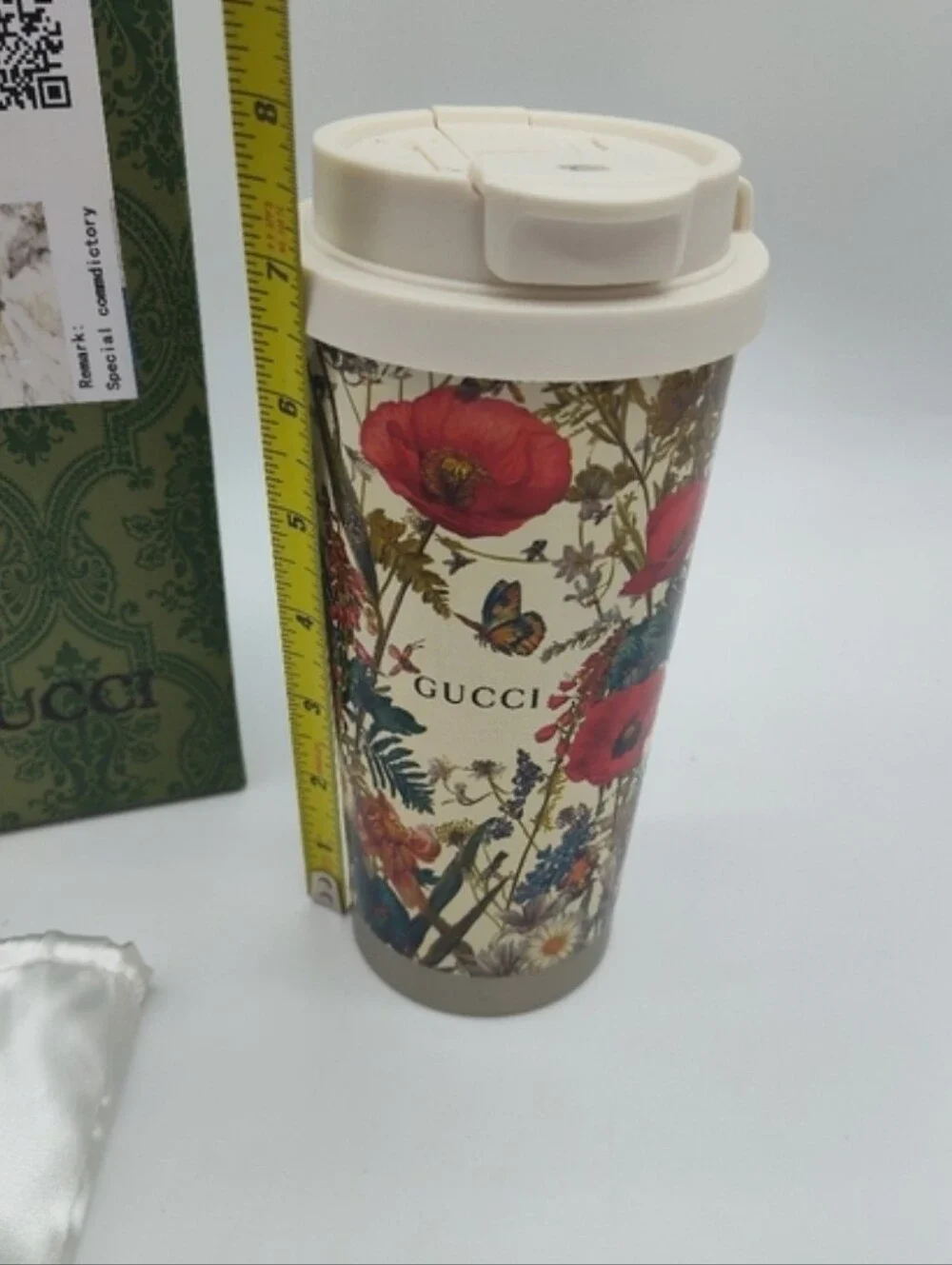 GUCCI Herbarium Floral Stainless Steel Travel Tumbler Mug w/ Box Dust Bag Straw - Picture 12 of 16